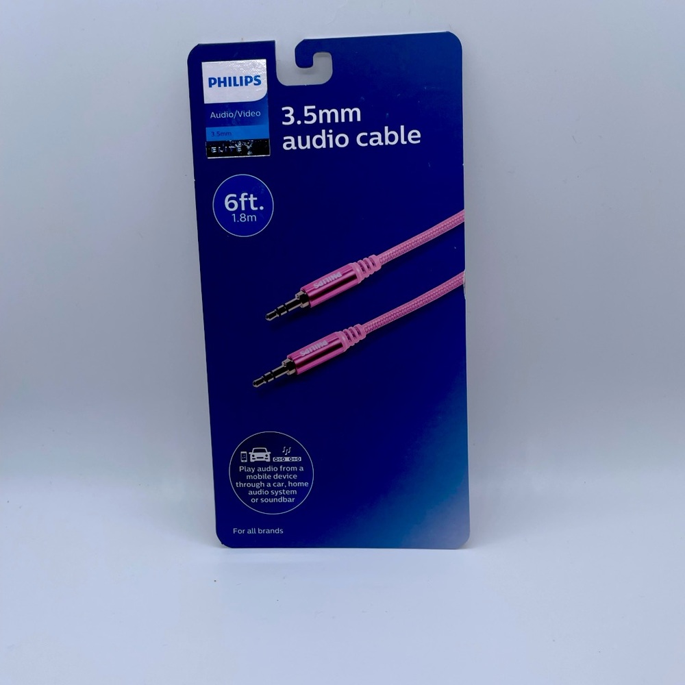 Philips Pink 3.5mm Audio Cable Aux Cable New